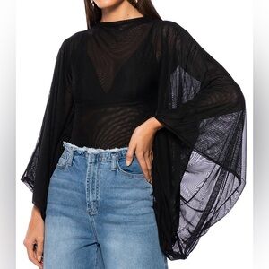 AKIRA Adore Bell Sleeve Mesh Top